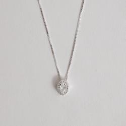 Colar zircônia oval com cravejado 8mm 40cm