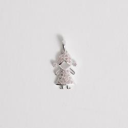Pingente menina cravejada rosa 15mm