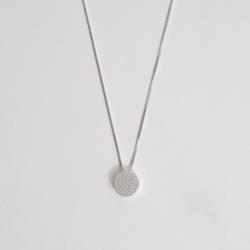 Colar botão cravejado 10mm caixa alta 45cm