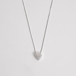 Colar coração com cravejado 9mm caixa alta 45cm