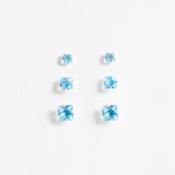 Trio zircônias quadradas 3, 4 e 5mm azul