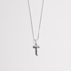 Colar pingente letra T 15mm 45cm