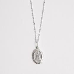 Colar pingente medalha dupla face Nsa. Sra. Aparecida e cruz 16mm corrente cadeadinho 45cm