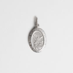 Pingente medalha dupla face São Miguel Arcanjo e cruz 16mm