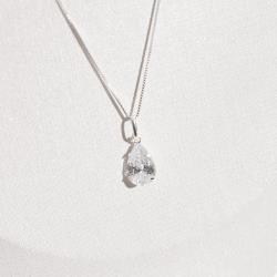 Colar pingente zircônia gota cristal 12mm 45cm