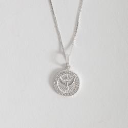 Colar pingente medalha Espírito Santo cravejado 14mm 45cm