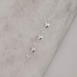 Pulseira entremeios zircônias e corações 16+4cm