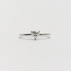 Anel solitário moissanite coração 5x5mm ródio