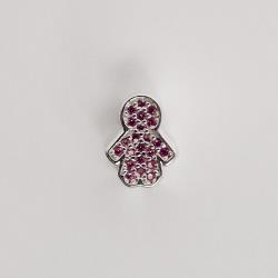Berloque separador menina cravejada rosa 10mm