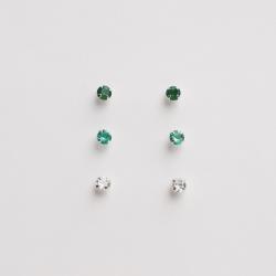 Trio zircônias 3mm cristal, turmalina e esmeralda