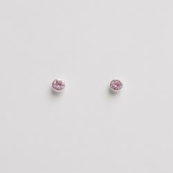Brinco infantil zircônia rosa claro 3mm tarraxa baby - CI