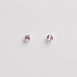 Brinco zircônia redonda rosa 4mm