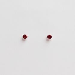 Brinco zircônia redonda cereja 3mm
