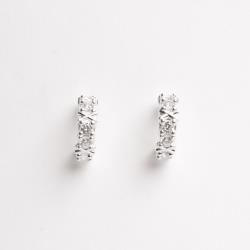 Brinco meia argola com zircônias 12mm tarraxa