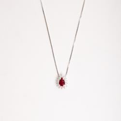 Colar zircônia gota rubi com cravejado 10mm 45cm
