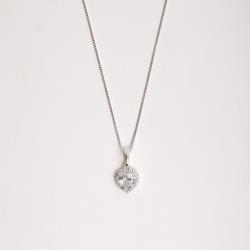 Colar pingente zircônia coração com cravejado cristal 9mm 45cm