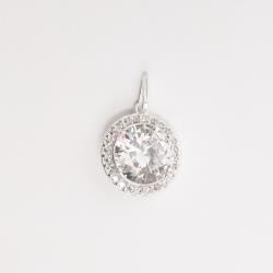 Pingente zircônia redonda com cravejado 14mm
