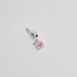 Berloque pingente zircônia coração rosa 5mm