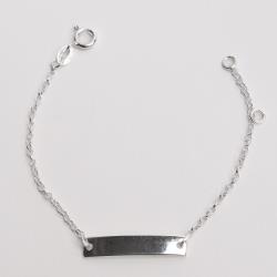 Pulseira infantil entremeio placa 25mm corrente elo português 14cm