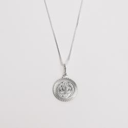 Colar pingente medalha São Bento desenhada 18mm 45cm