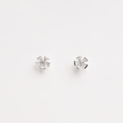 Brinco infantil flor detalhe zircônia cristal 6mm tarraxa baby