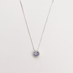 Colar zircônia redonda lilás com cravejado 7mm 40cm