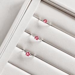 Anel solitário zircônia facetada rosa 5mm