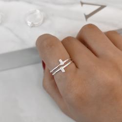 Anel duplo bastão cravejado