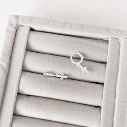 Argola click cravejada 10mm pingente cruz cravejada