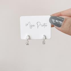 Argola oval zircônias gota 14mm tarraxa